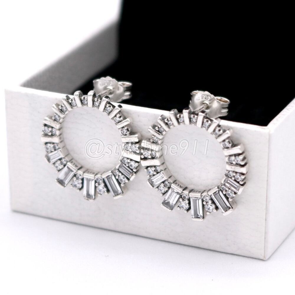 Authentic Pandora Sterling Silver Glacial Beauty Earrings - 297545CZ